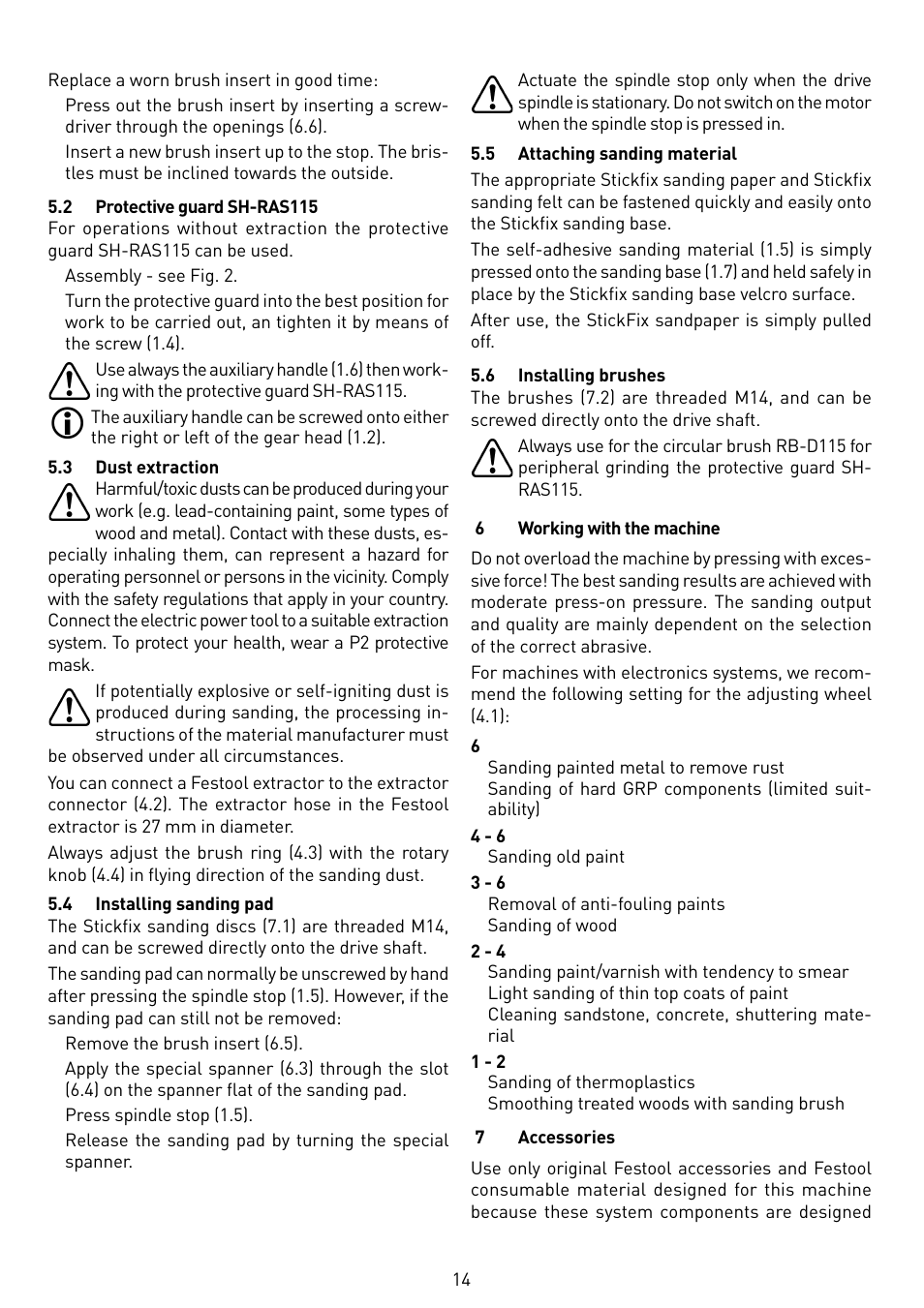 Festool RAS 115.04 E User Manual | Page 14 / 80