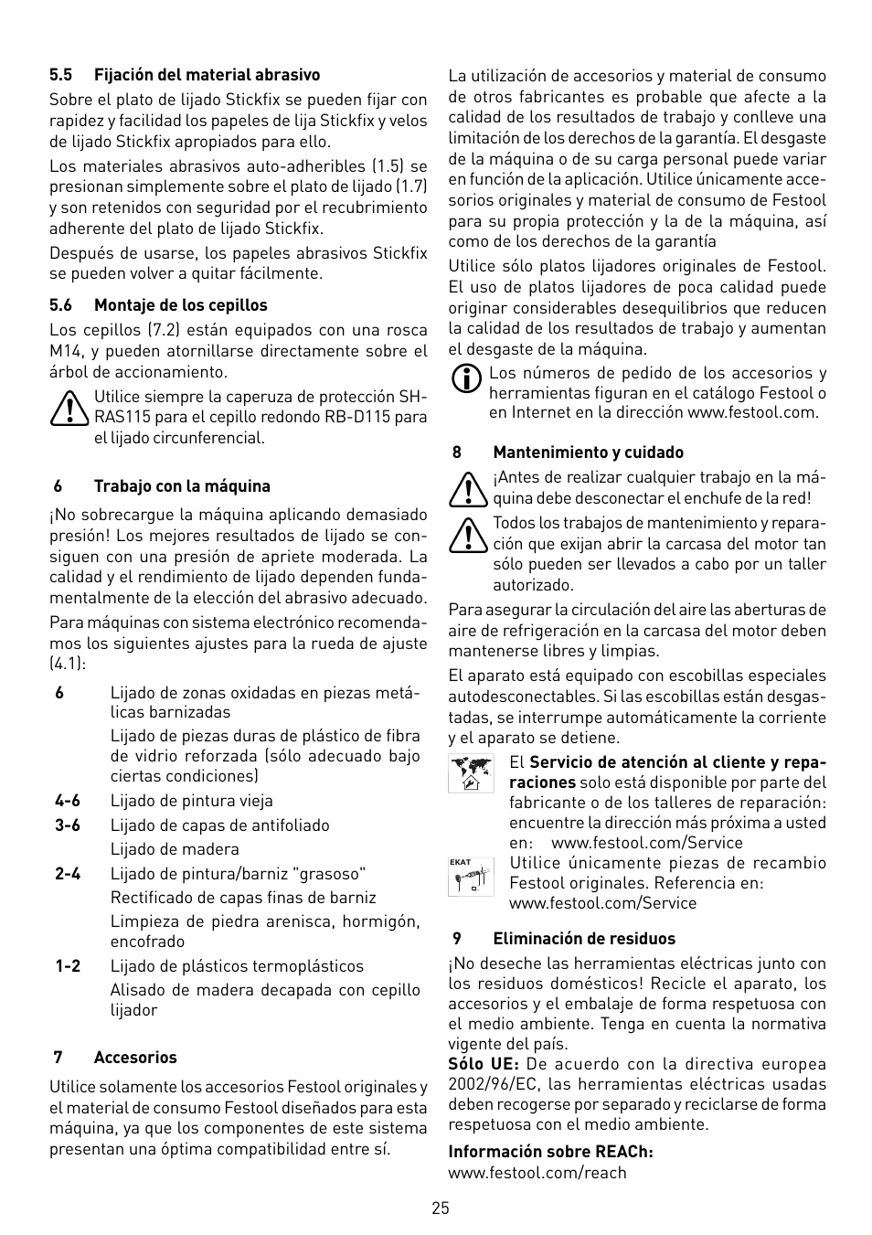 Festool RAS 115.04 E User Manual | Page 25 / 80