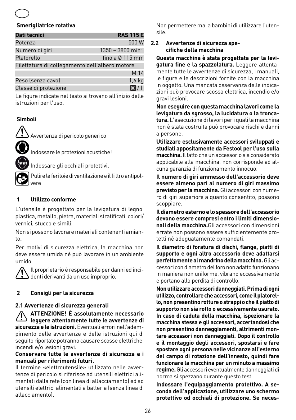 Festool RAS 115.04 E User Manual | Page 26 / 80