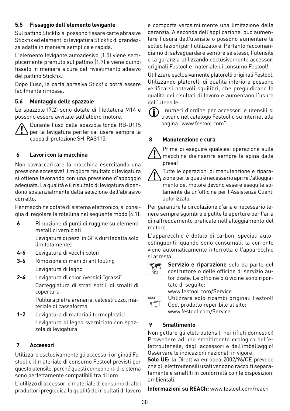 Festool RAS 115.04 E User Manual | Page 30 / 80