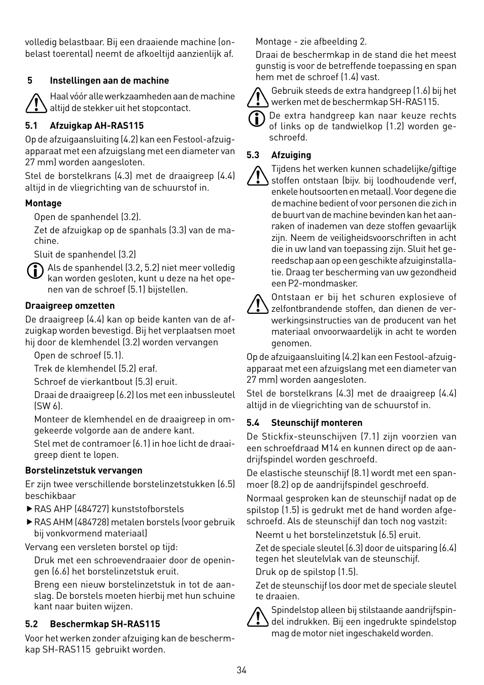 Festool RAS 115.04 E User Manual | Page 34 / 80