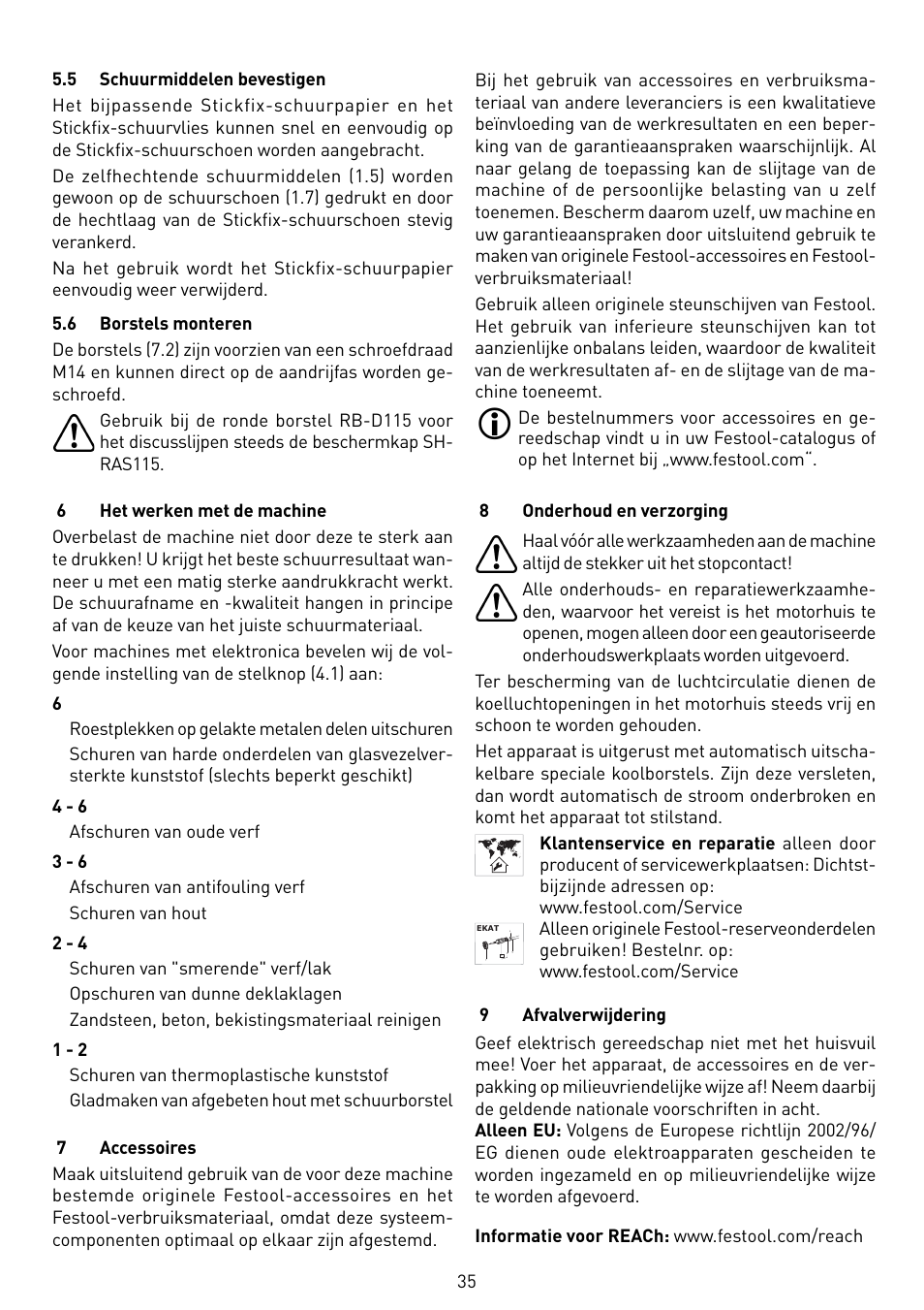 Festool RAS 115.04 E User Manual | Page 35 / 80