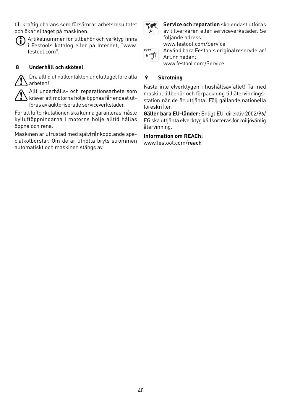 Festool RAS 115.04 E User Manual | Page 40 / 80