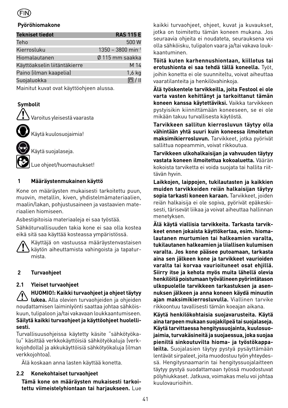 Festool RAS 115.04 E User Manual | Page 41 / 80