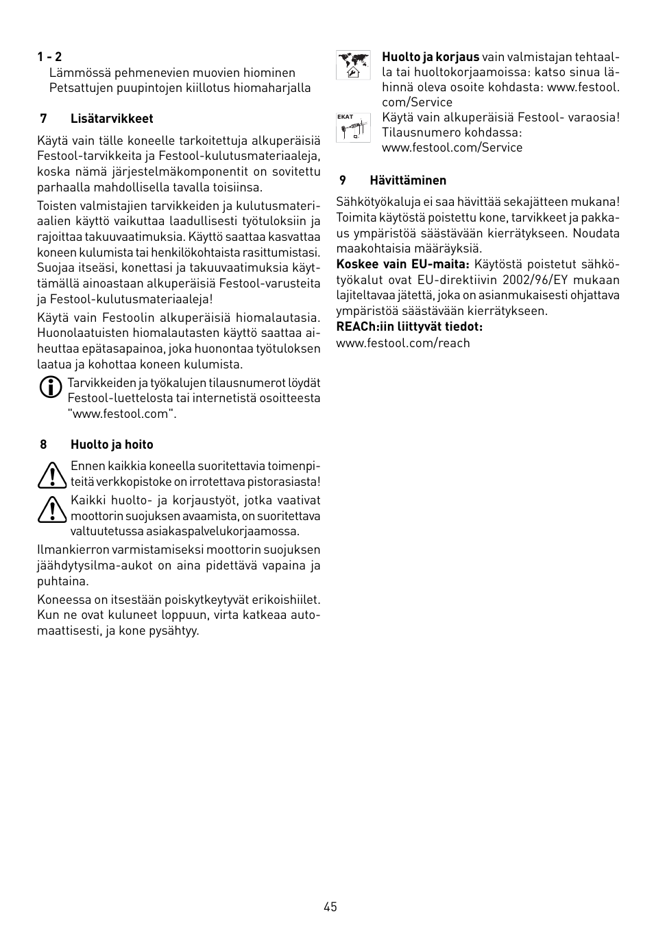 Festool RAS 115.04 E User Manual | Page 45 / 80