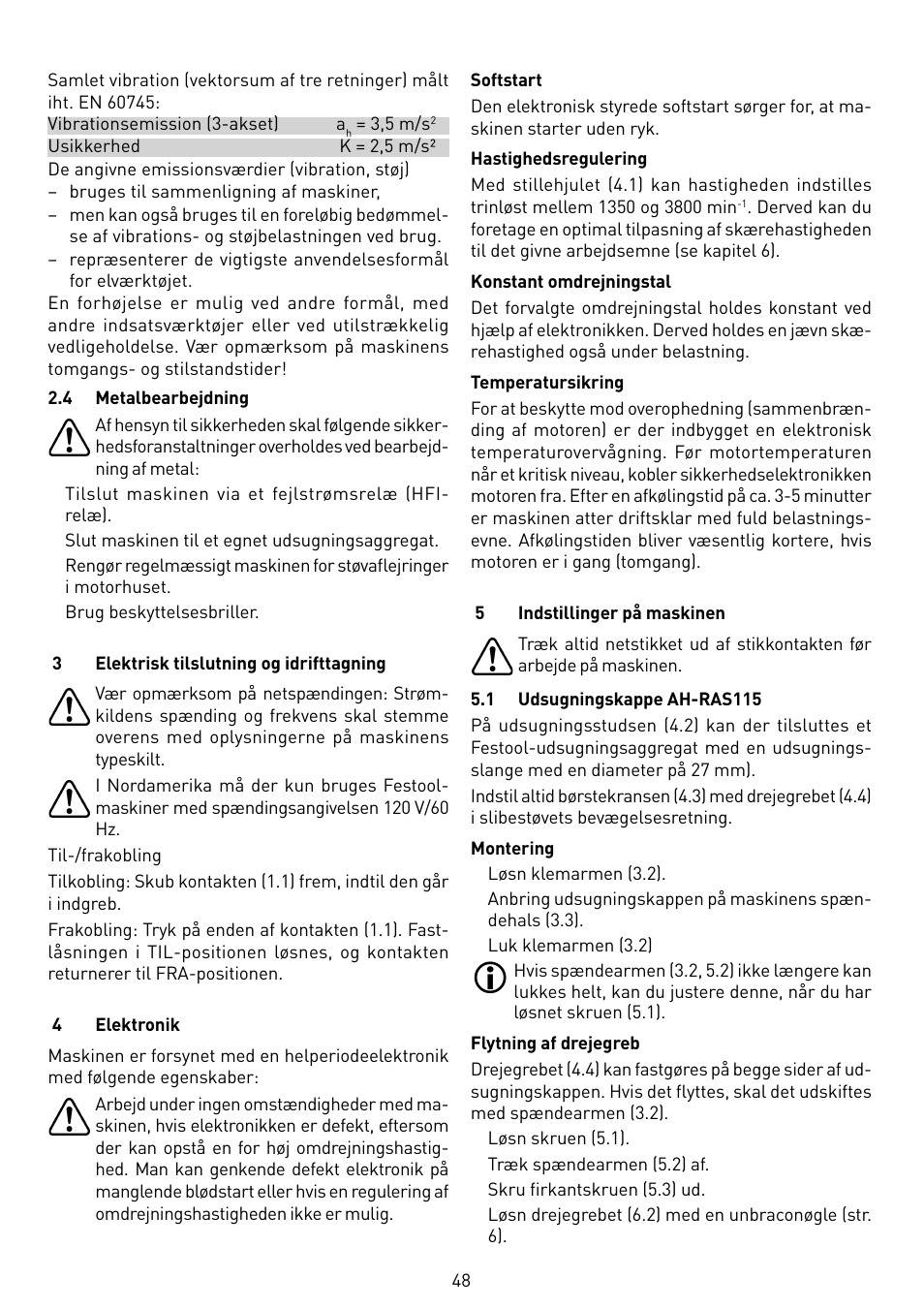 Festool RAS 115.04 E User Manual | Page 48 / 80