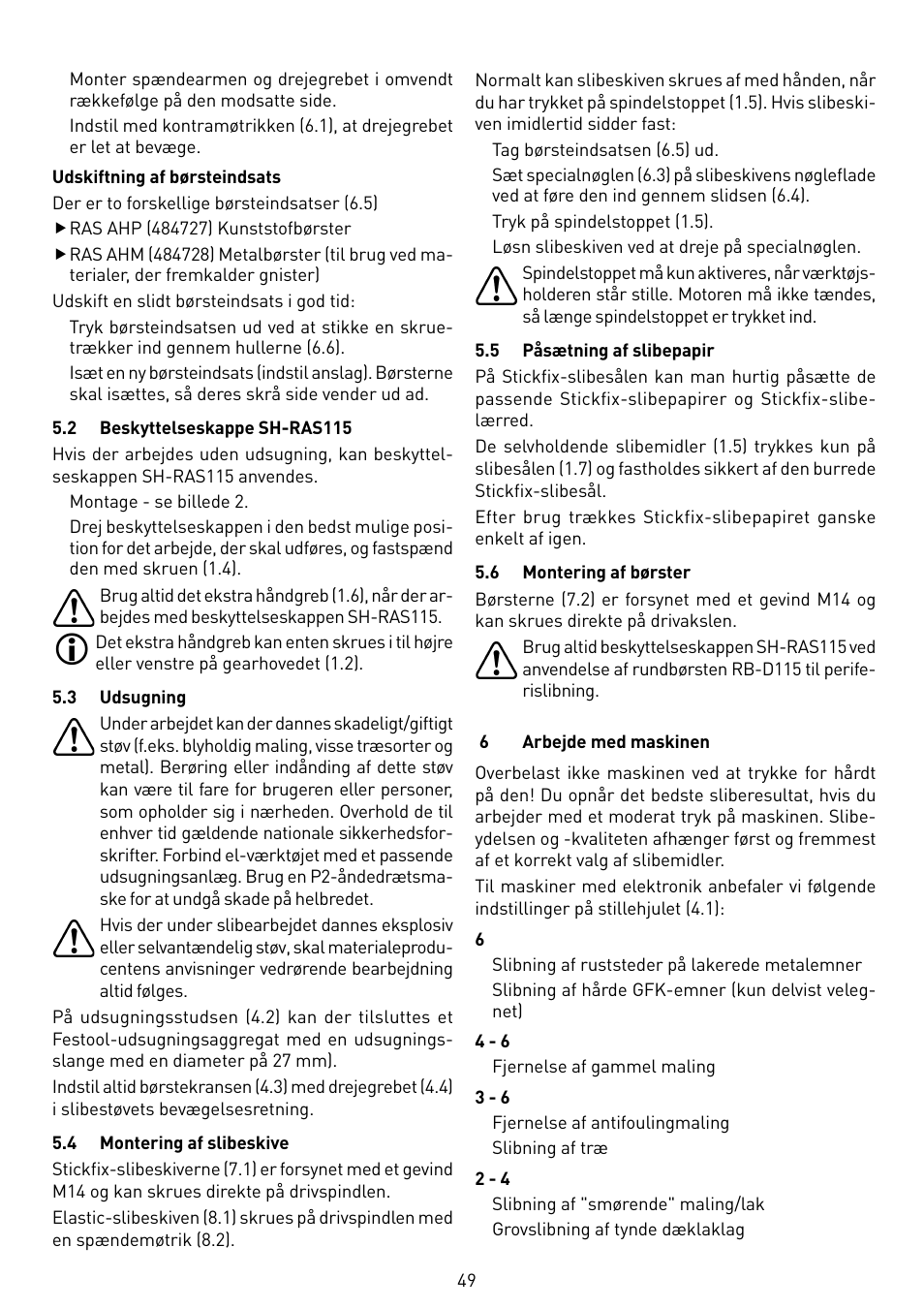 Festool RAS 115.04 E User Manual | Page 49 / 80
