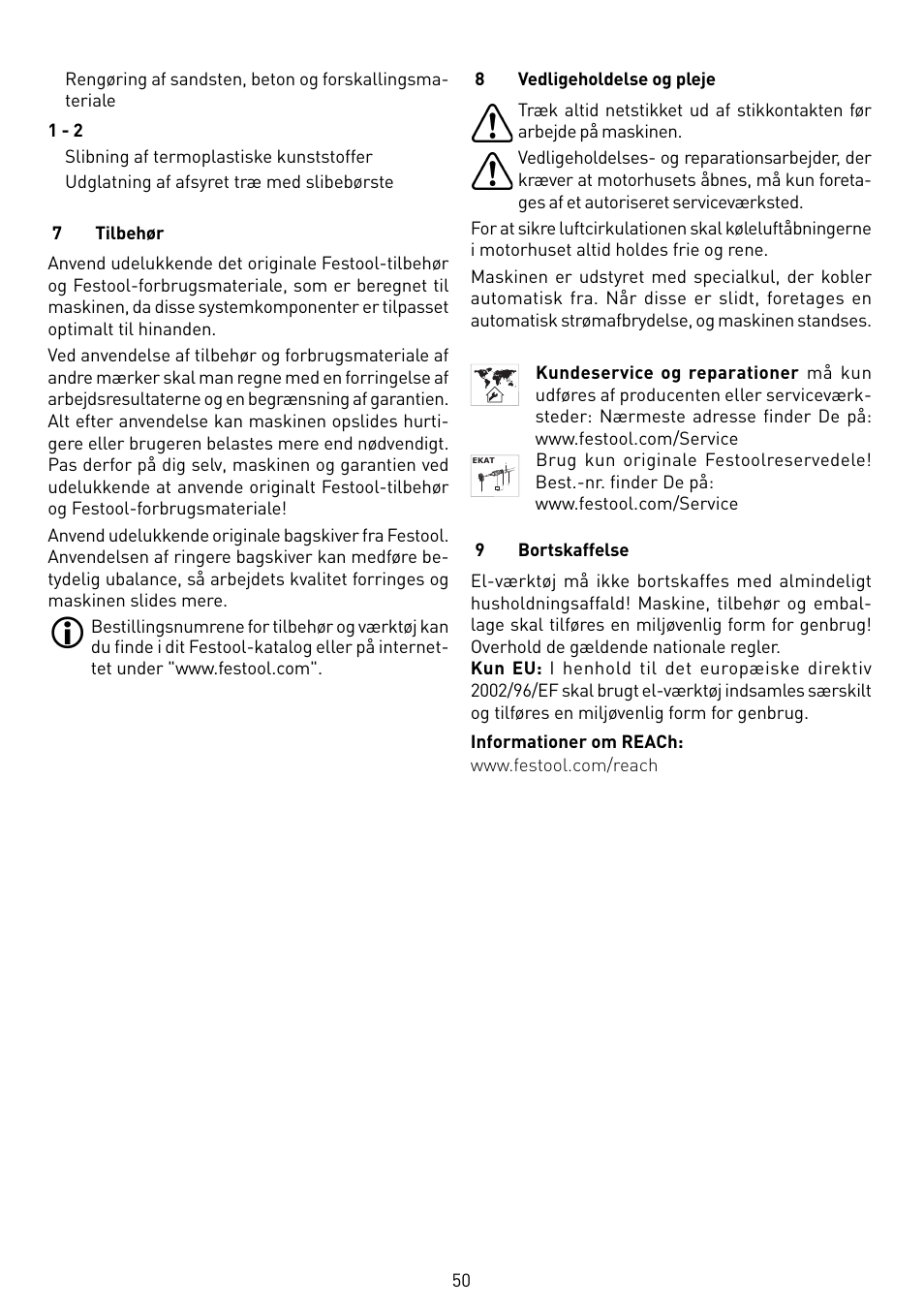 Festool RAS 115.04 E User Manual | Page 50 / 80