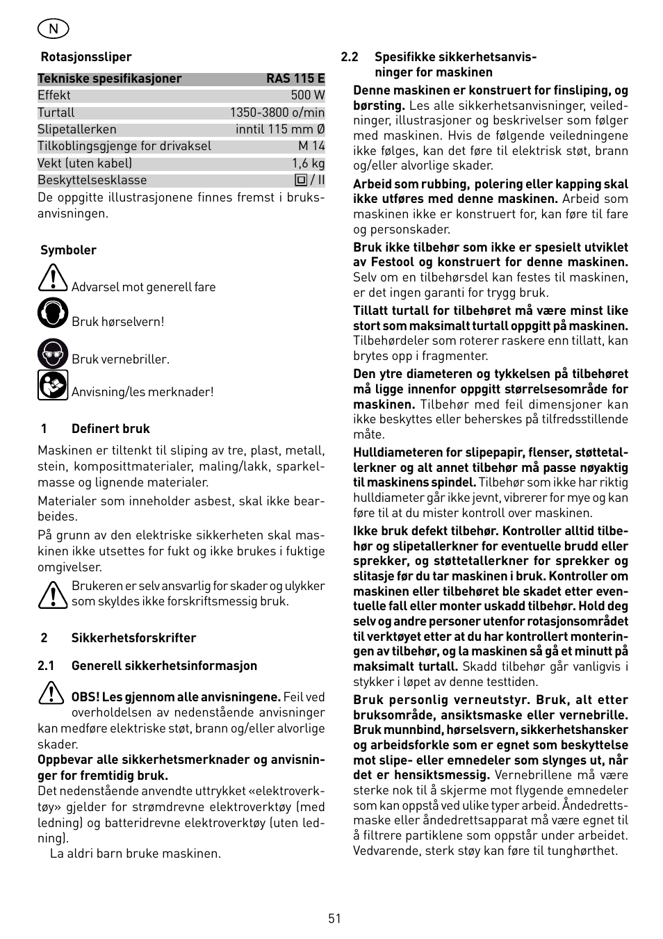 Festool RAS 115.04 E User Manual | Page 51 / 80