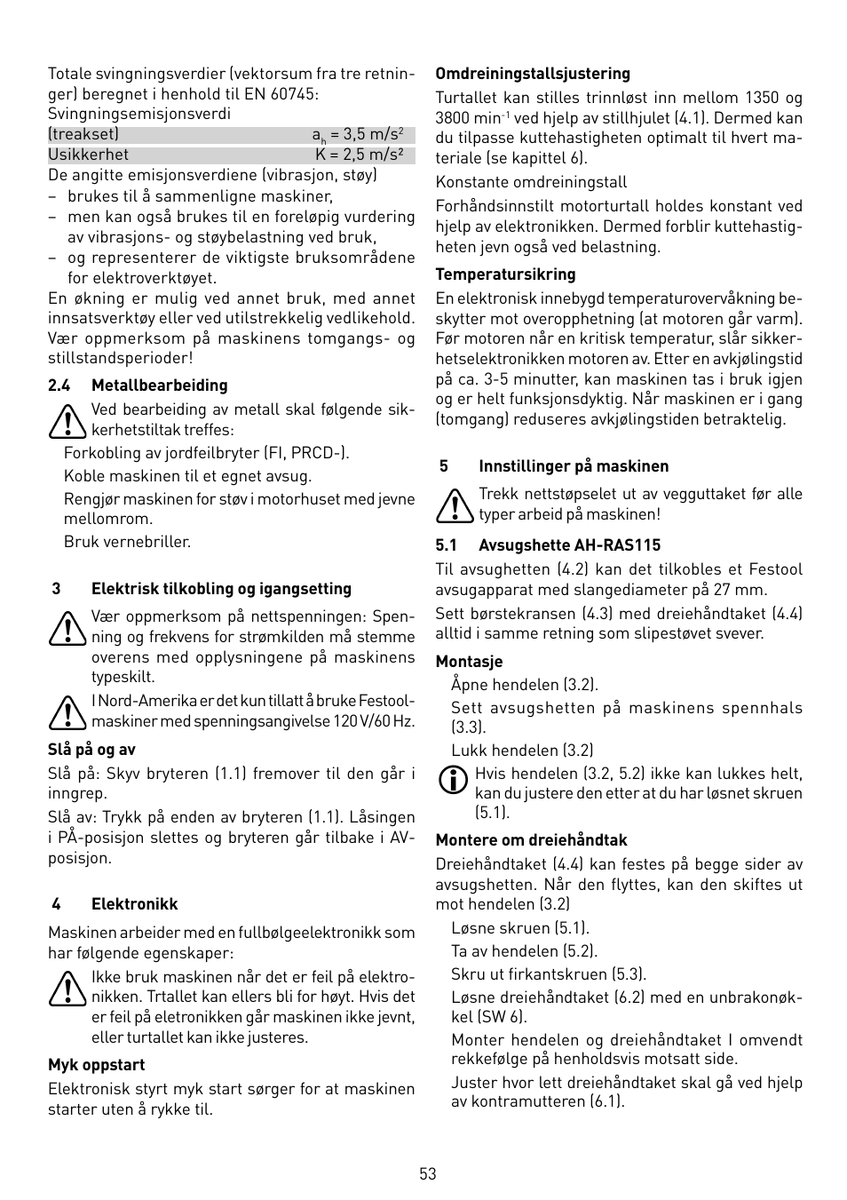 Festool RAS 115.04 E User Manual | Page 53 / 80
