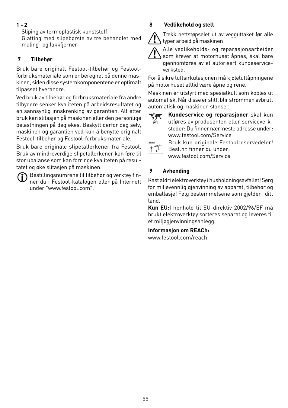 Festool RAS 115.04 E User Manual | Page 55 / 80