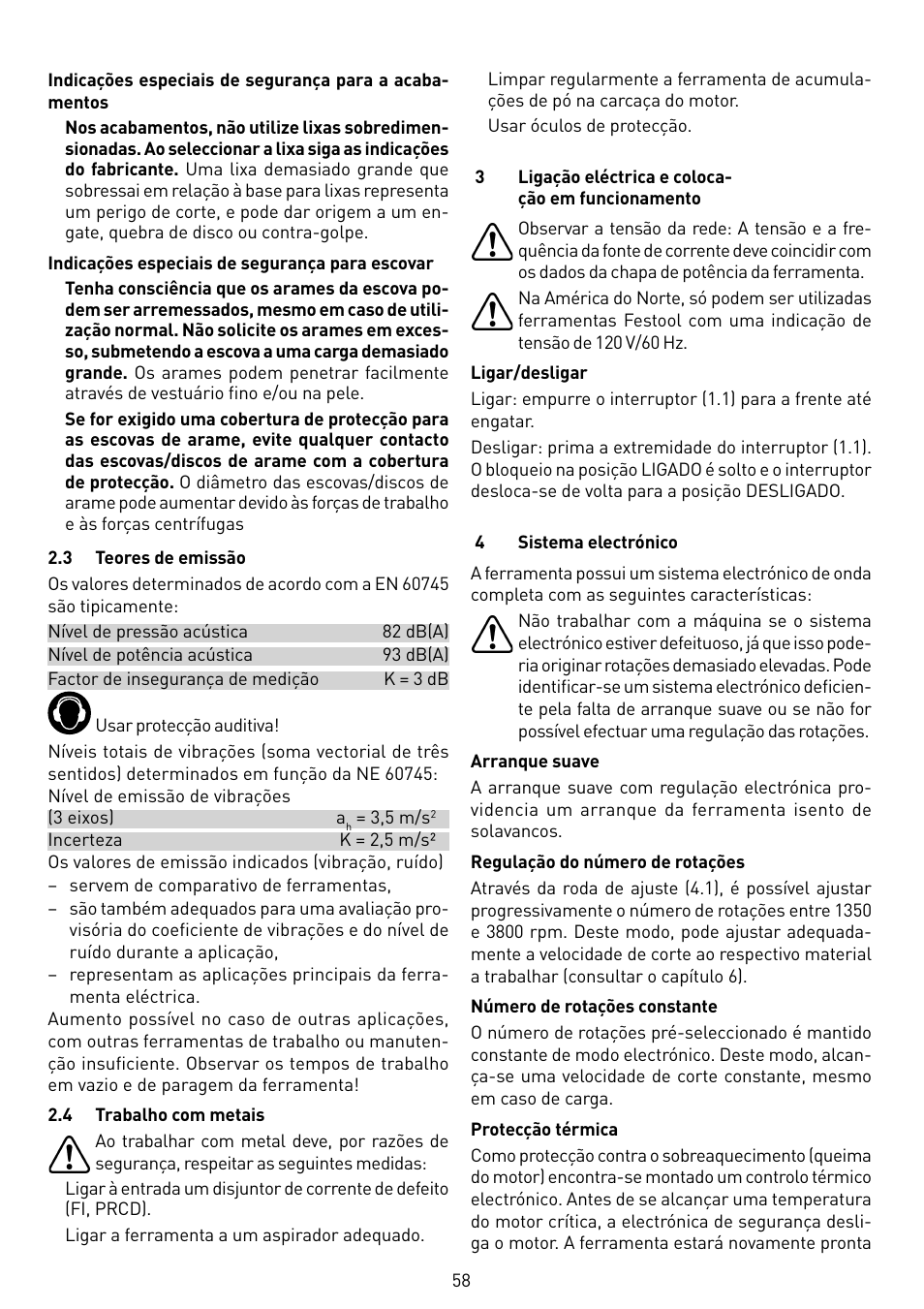Festool RAS 115.04 E User Manual | Page 58 / 80