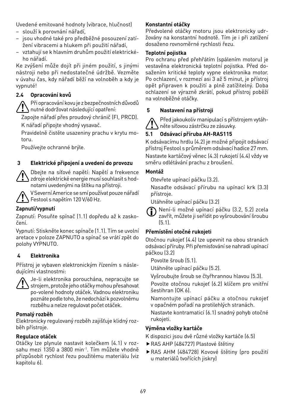 Festool RAS 115.04 E User Manual | Page 69 / 80