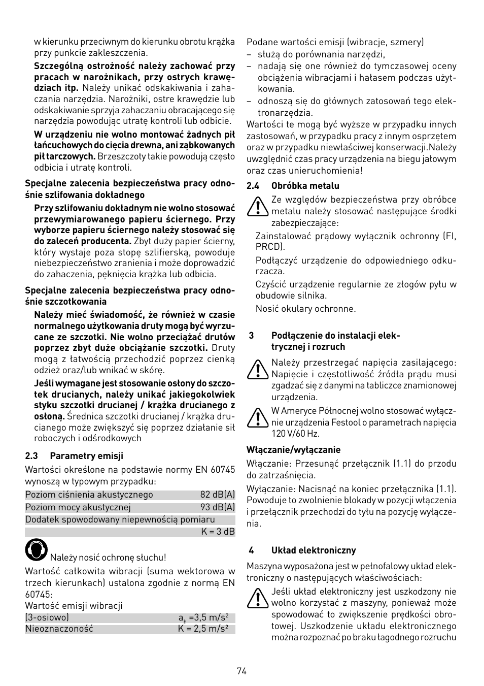 Festool RAS 115.04 E User Manual | Page 74 / 80