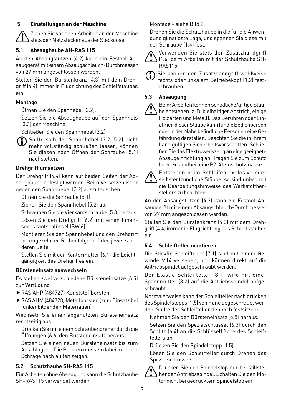 Festool RAS 115.04 E User Manual | Page 9 / 80
