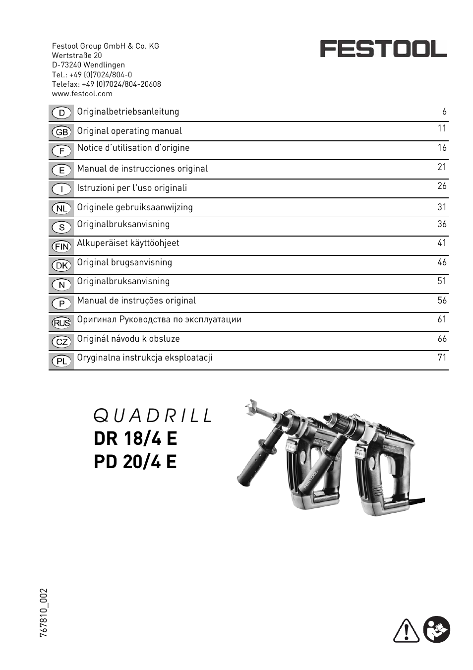 Festool PD 20 User Manual | 75 pages