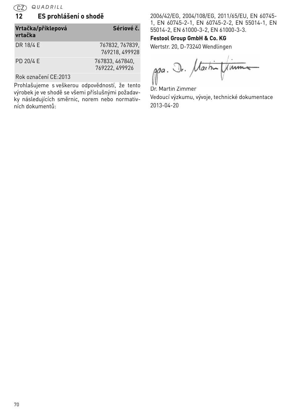 Festool PD 20 User Manual | Page 70 / 75