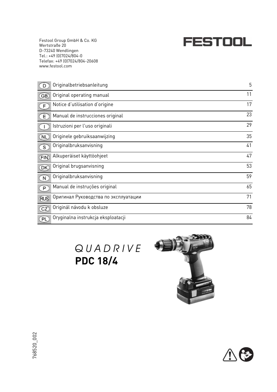 Festool PDC 18 User Manual | 89 pages