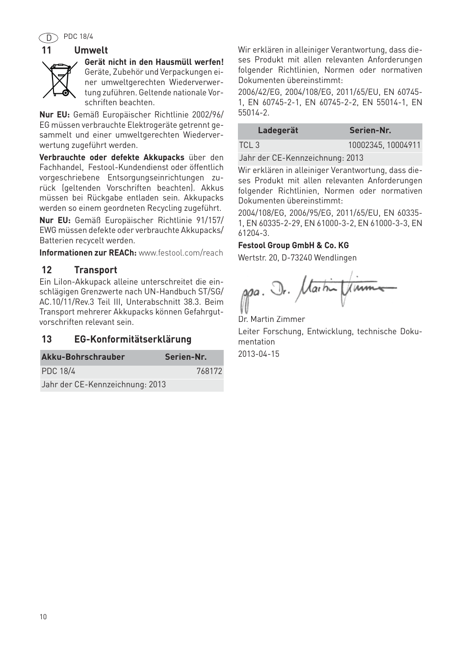 Festool PDC 18 User Manual | Page 10 / 89