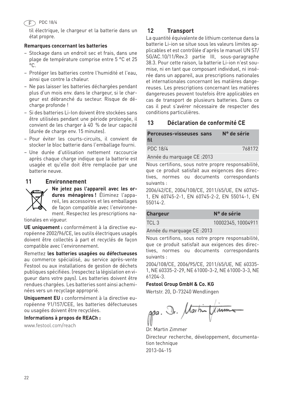 Festool PDC 18 User Manual | Page 22 / 89