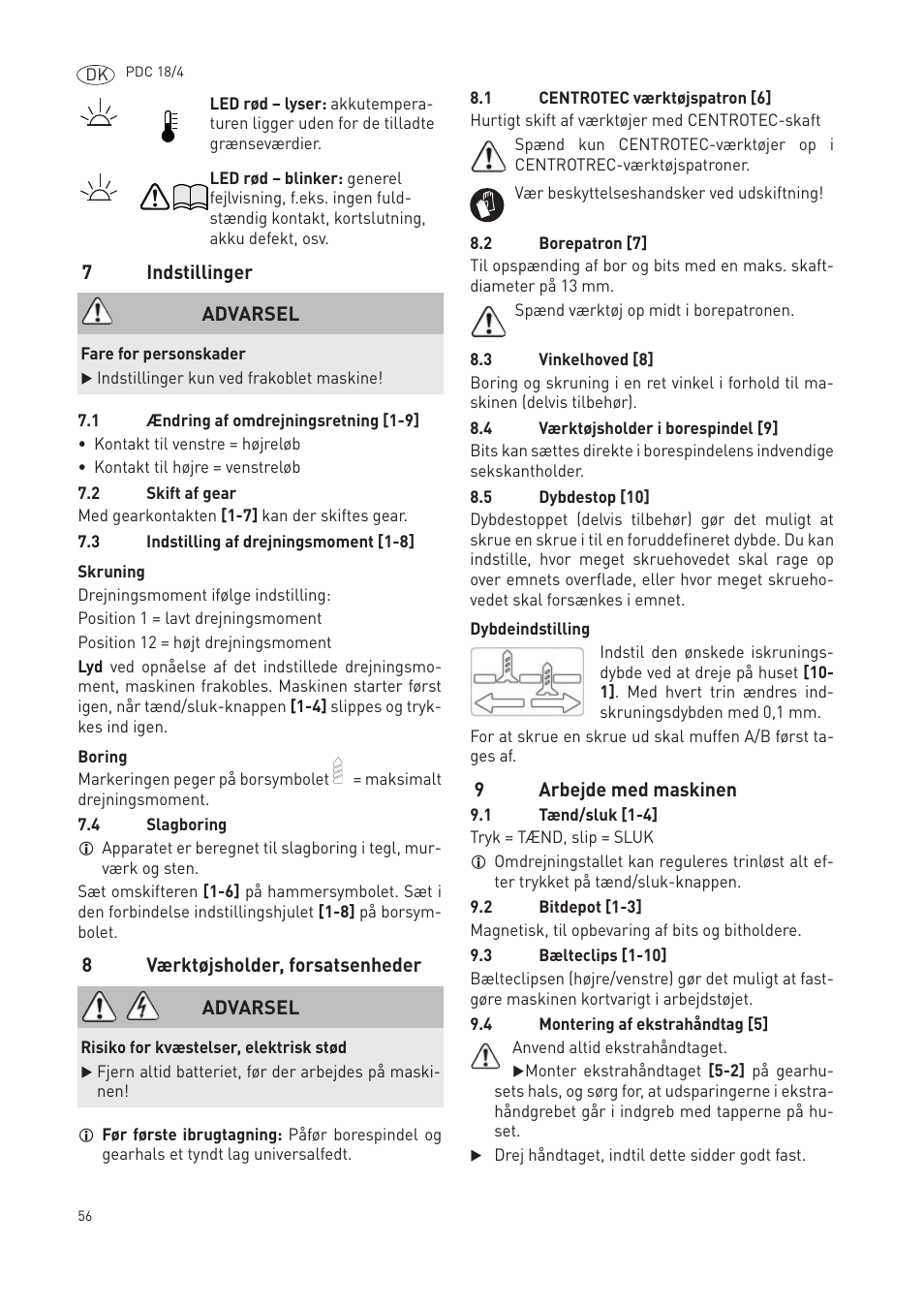Festool PDC 18 User Manual | Page 56 / 89