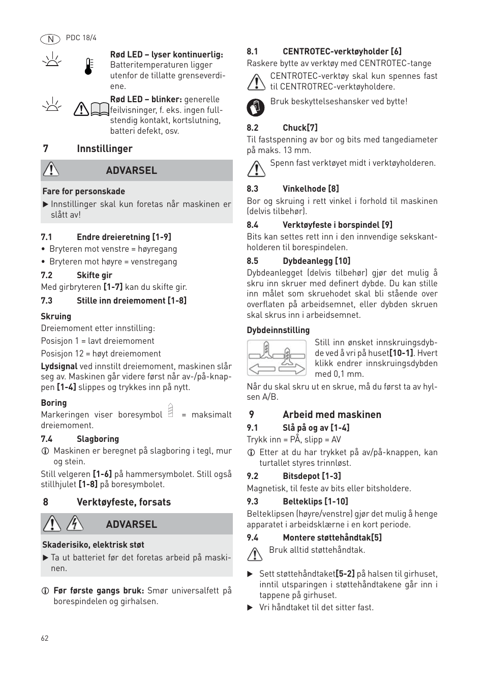 Festool PDC 18 User Manual | Page 62 / 89