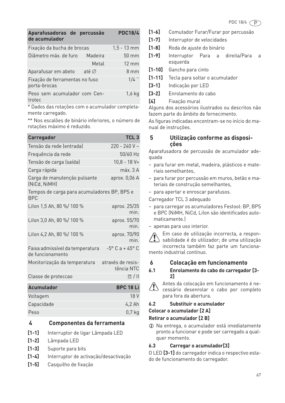 Festool PDC 18 User Manual | Page 67 / 89