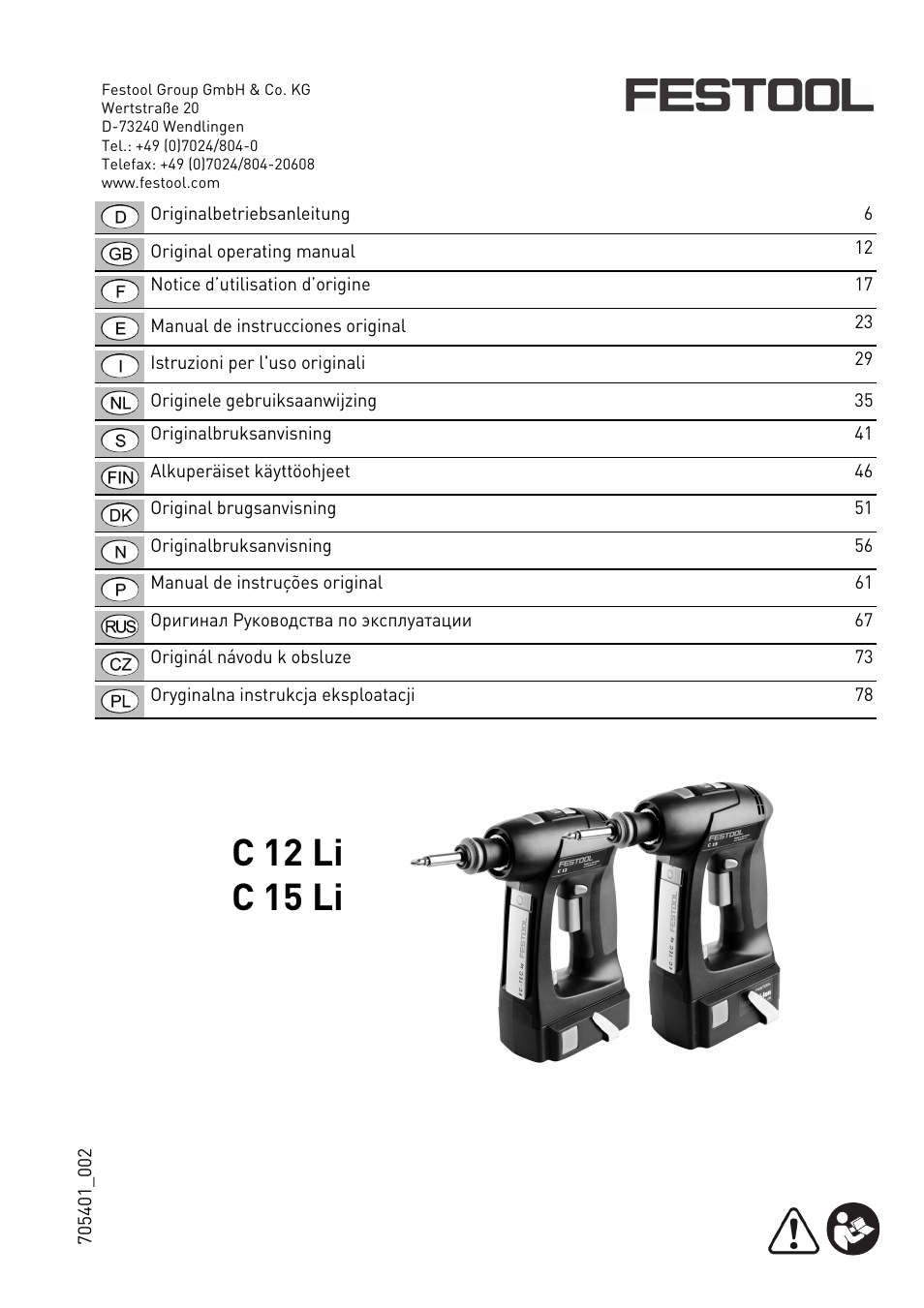 Festool C 15 Li User Manual | 83 pages