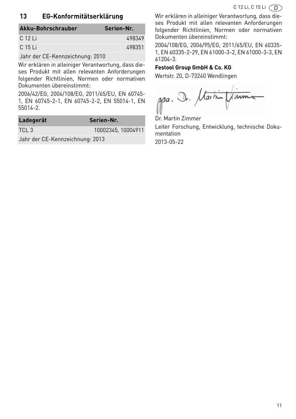 Festool C 15 Li User Manual | Page 11 / 83