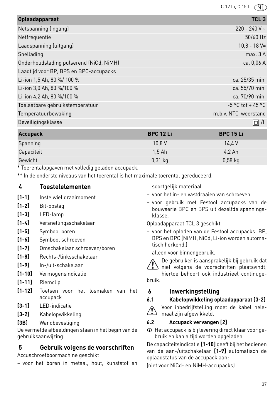 Festool C 15 Li User Manual | Page 37 / 83
