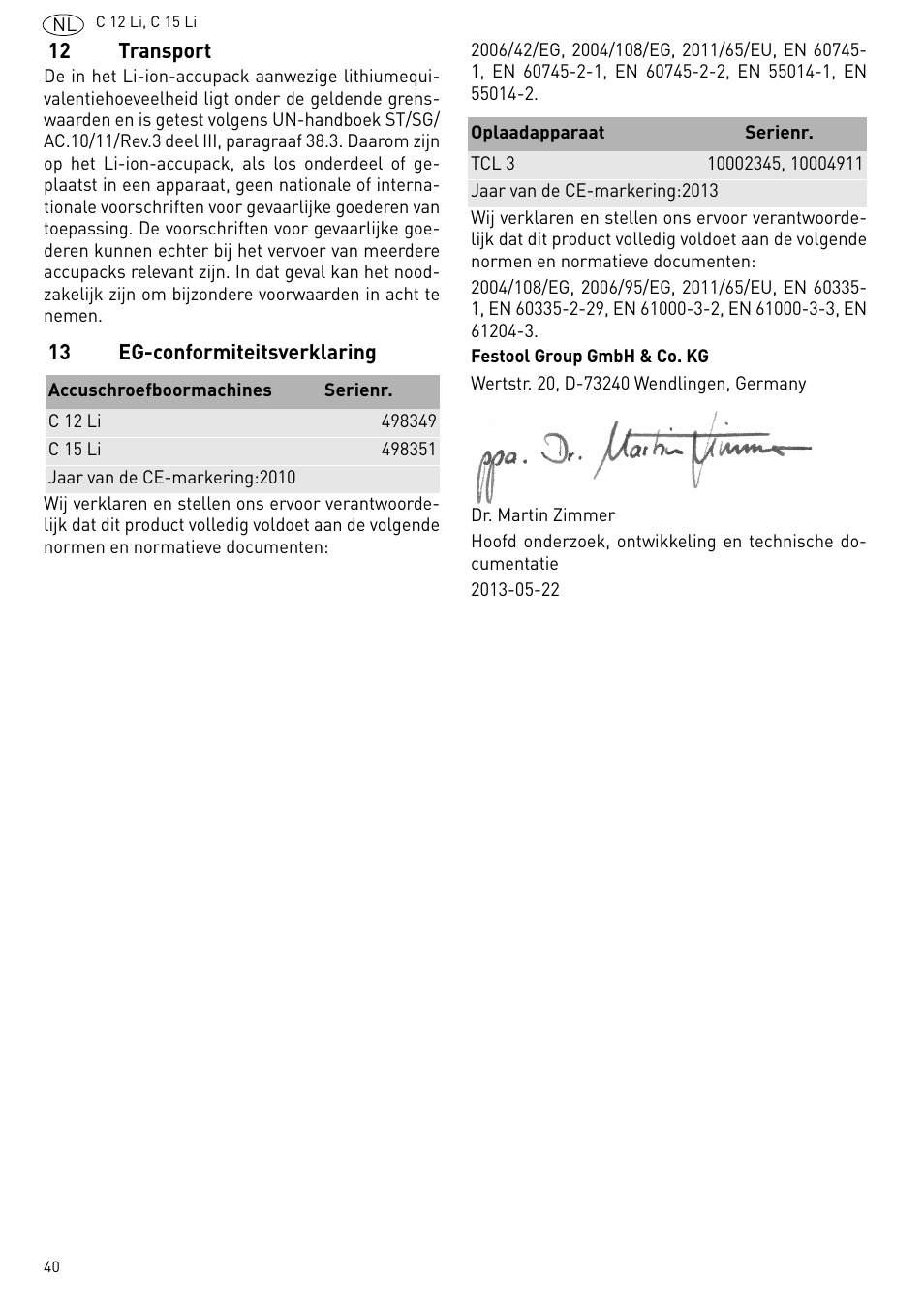 Festool C 15 Li User Manual | Page 40 / 83