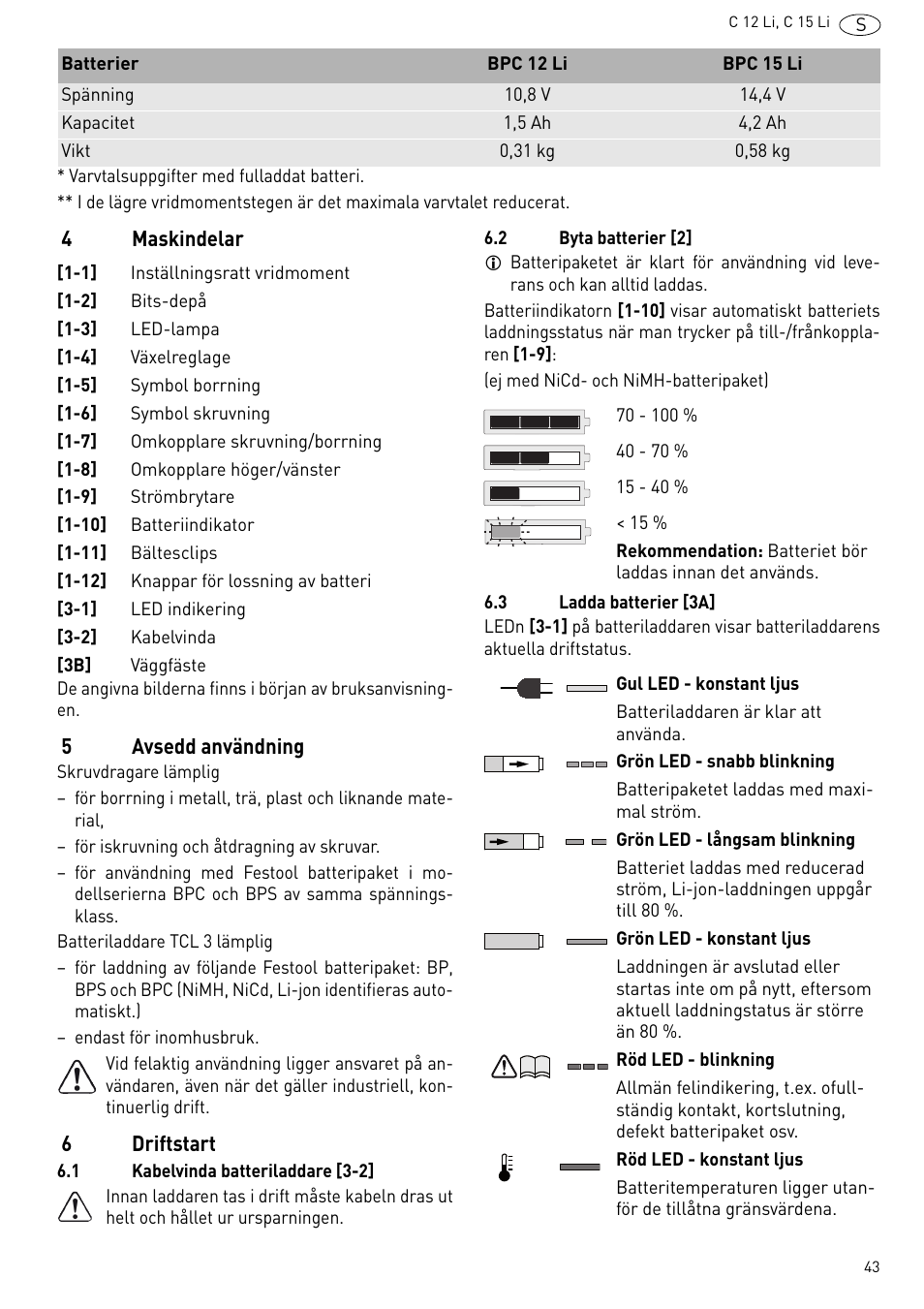 Festool C 15 Li User Manual | Page 43 / 83