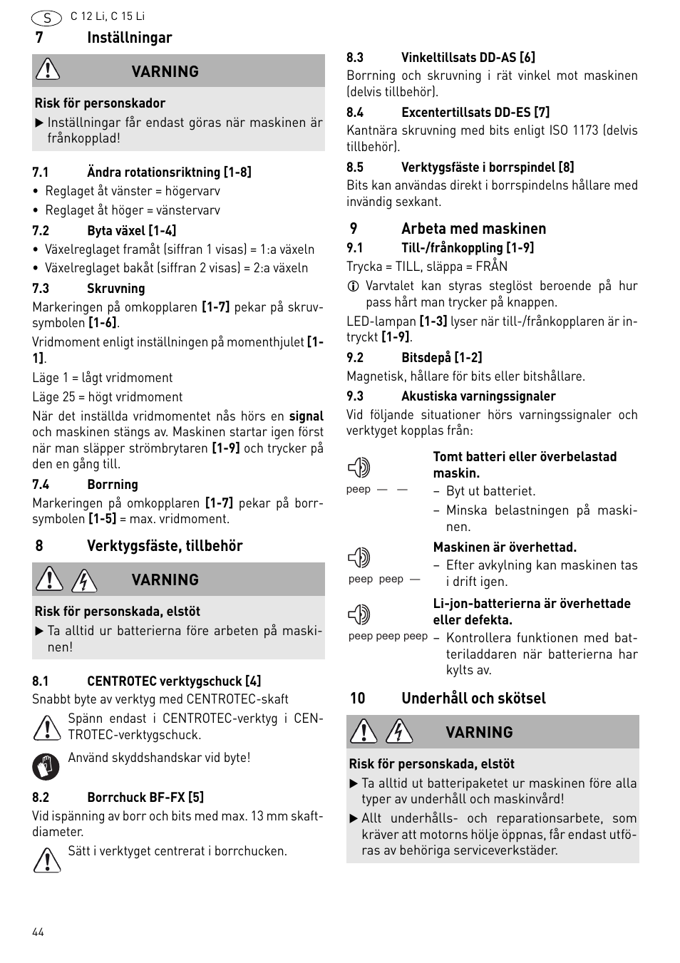 Festool C 15 Li User Manual | Page 44 / 83