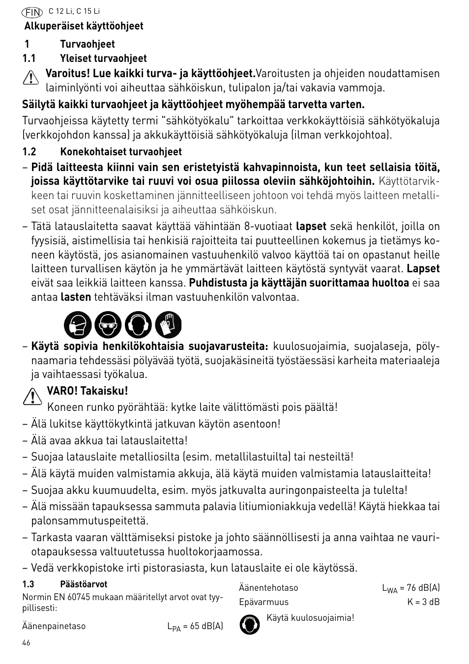Festool C 15 Li User Manual | Page 46 / 83