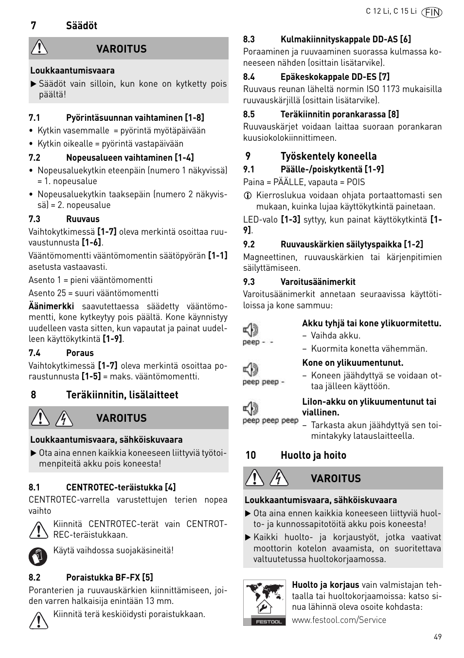 Festool C 15 Li User Manual | Page 49 / 83