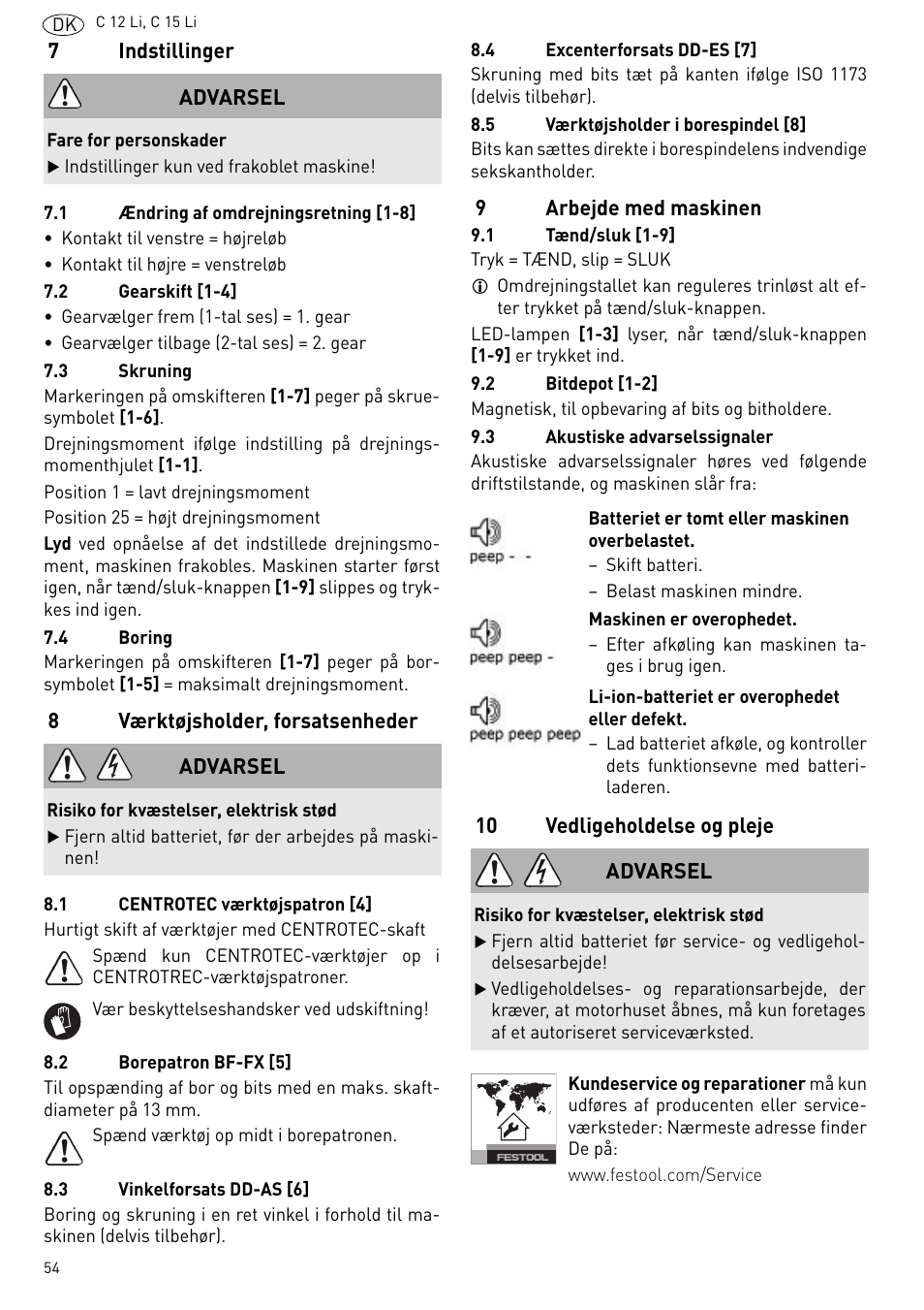 Festool C 15 Li User Manual | Page 54 / 83