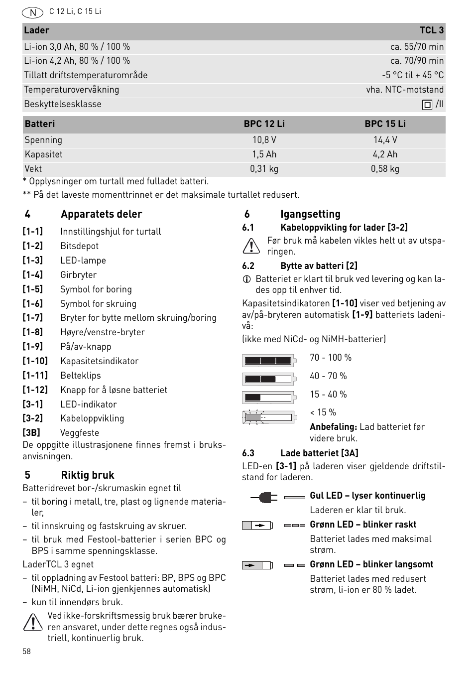 Festool C 15 Li User Manual | Page 58 / 83