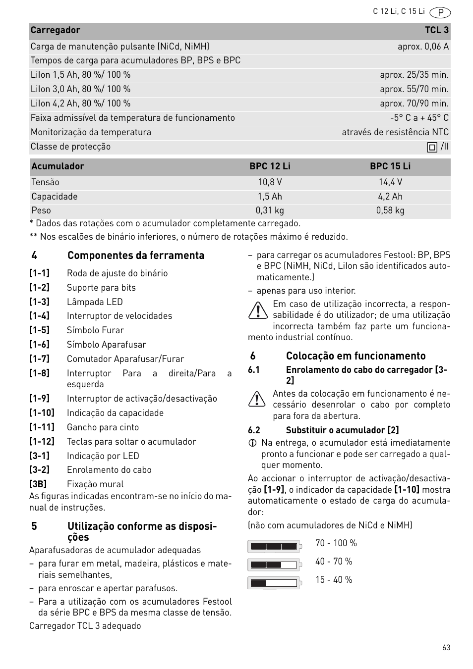 Festool C 15 Li User Manual | Page 63 / 83