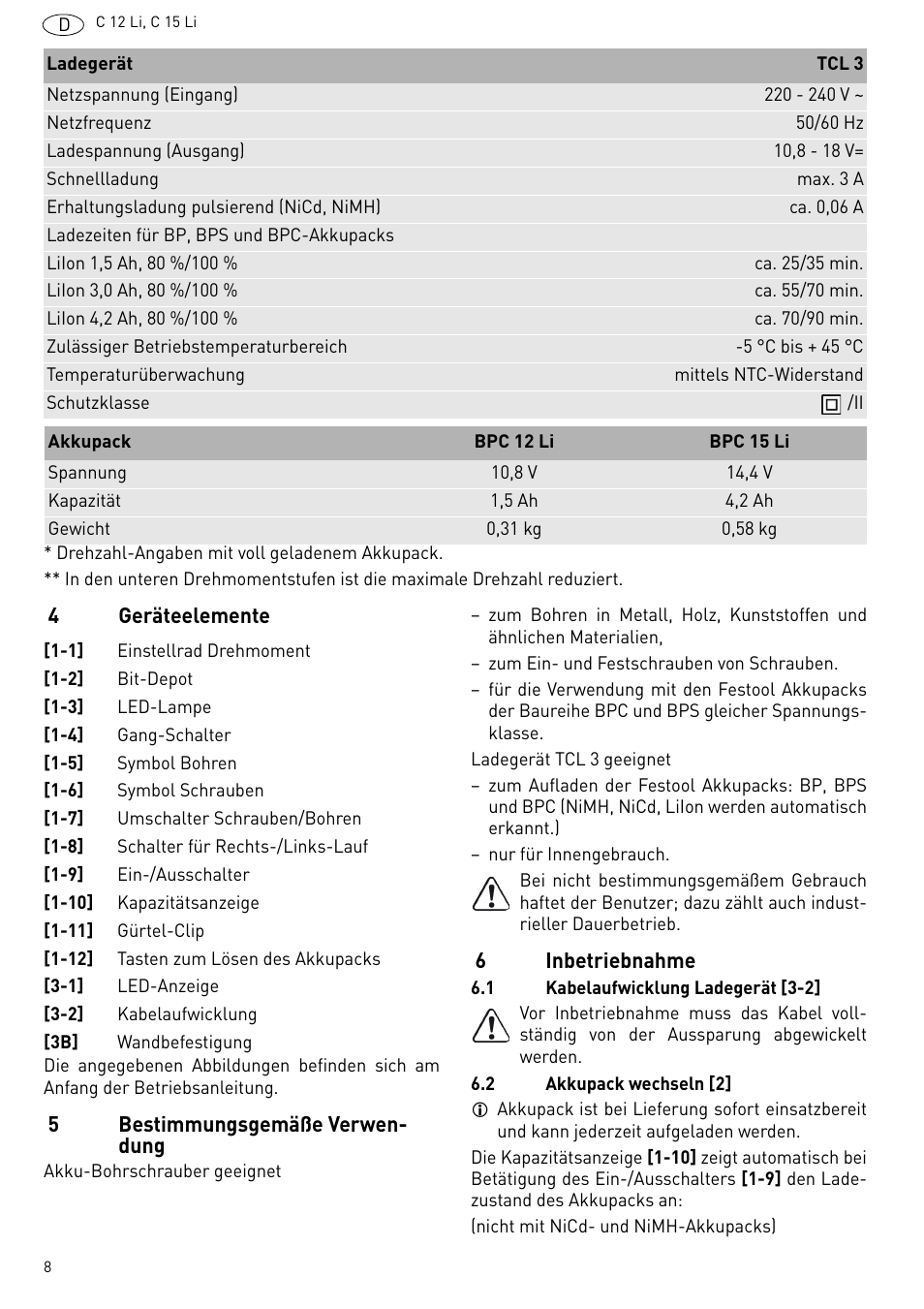 Festool C 15 Li User Manual | Page 8 / 83