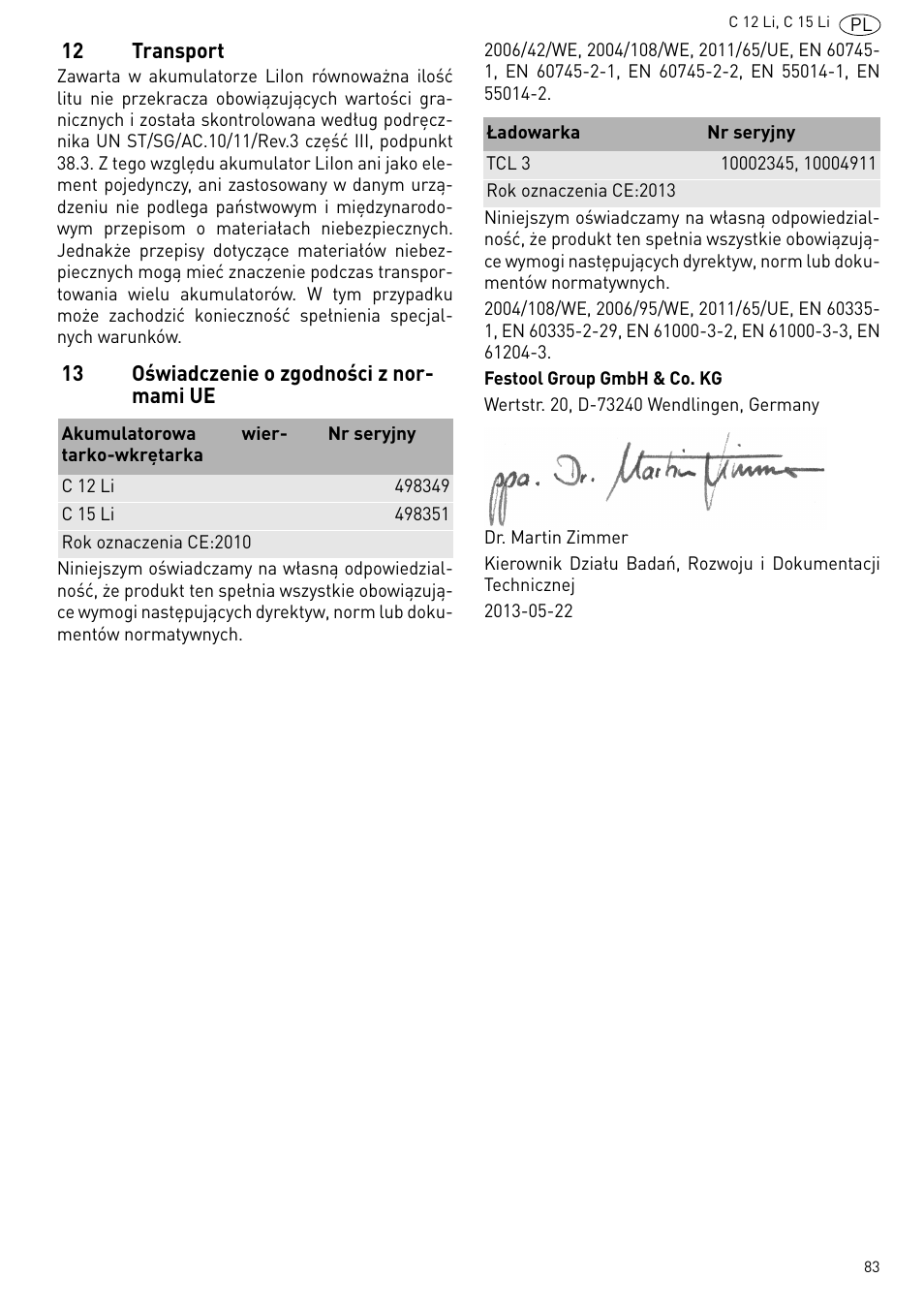 Festool C 15 Li User Manual | Page 83 / 83