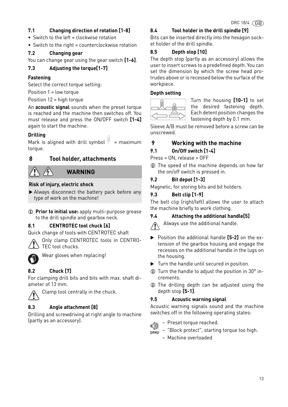 Festool DRC 18-4 User Manual | Page 13 / 81