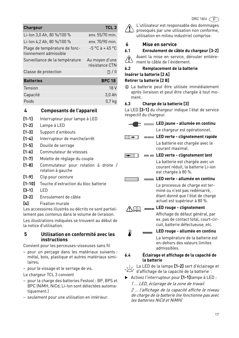 Festool DRC 18-4 User Manual | Page 17 / 81
