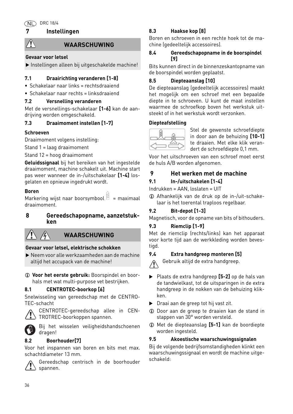 Festool DRC 18-4 User Manual | Page 36 / 81