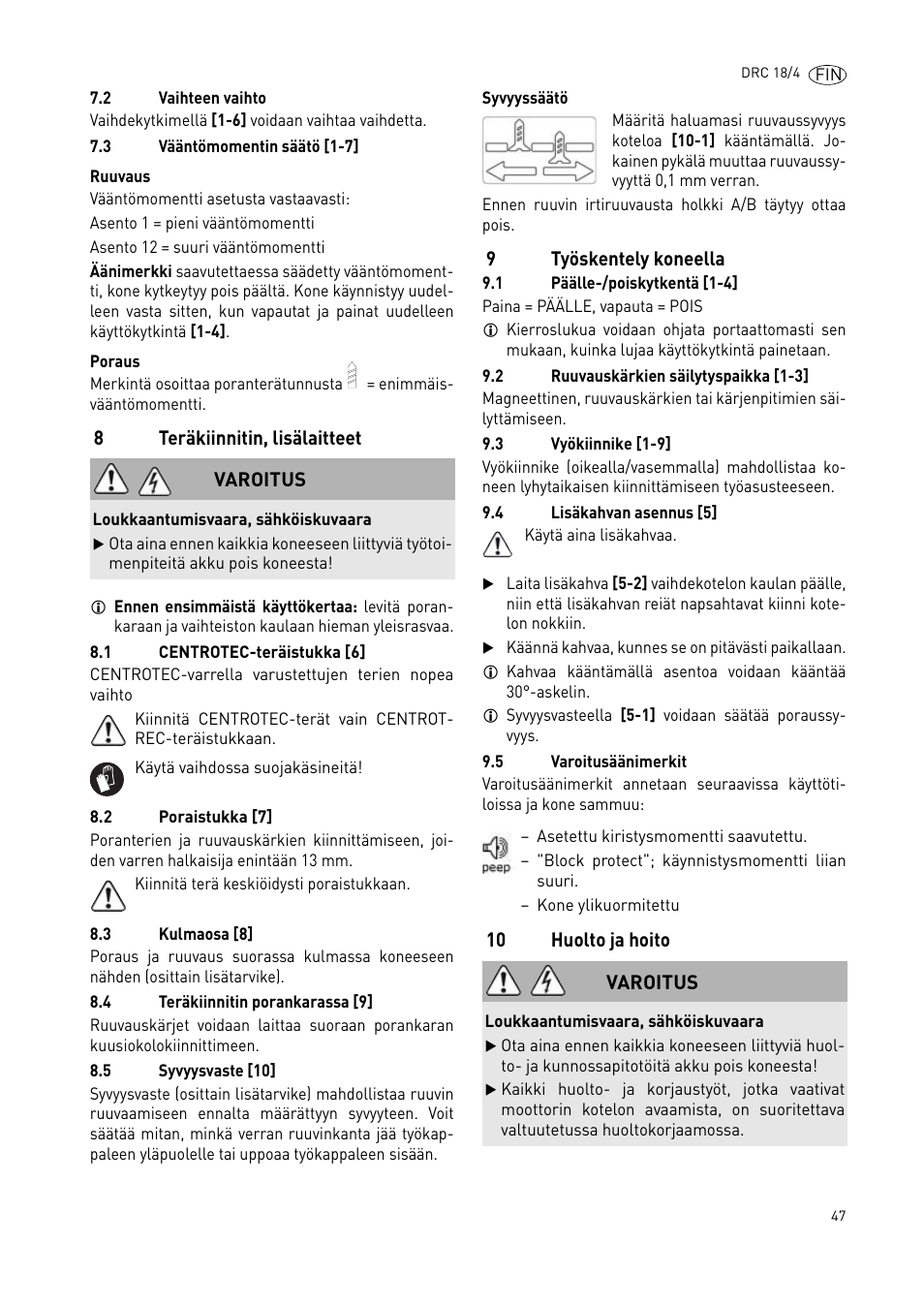Festool DRC 18-4 User Manual | Page 47 / 81