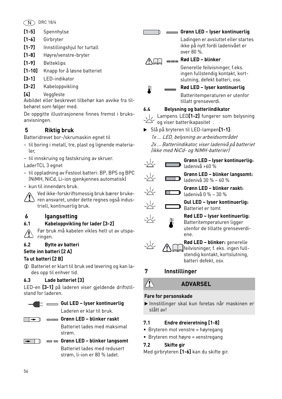 Festool DRC 18-4 User Manual | Page 56 / 81