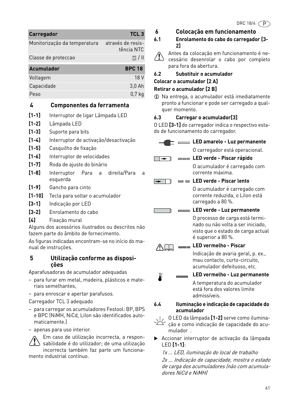 Festool DRC 18-4 User Manual | Page 61 / 81