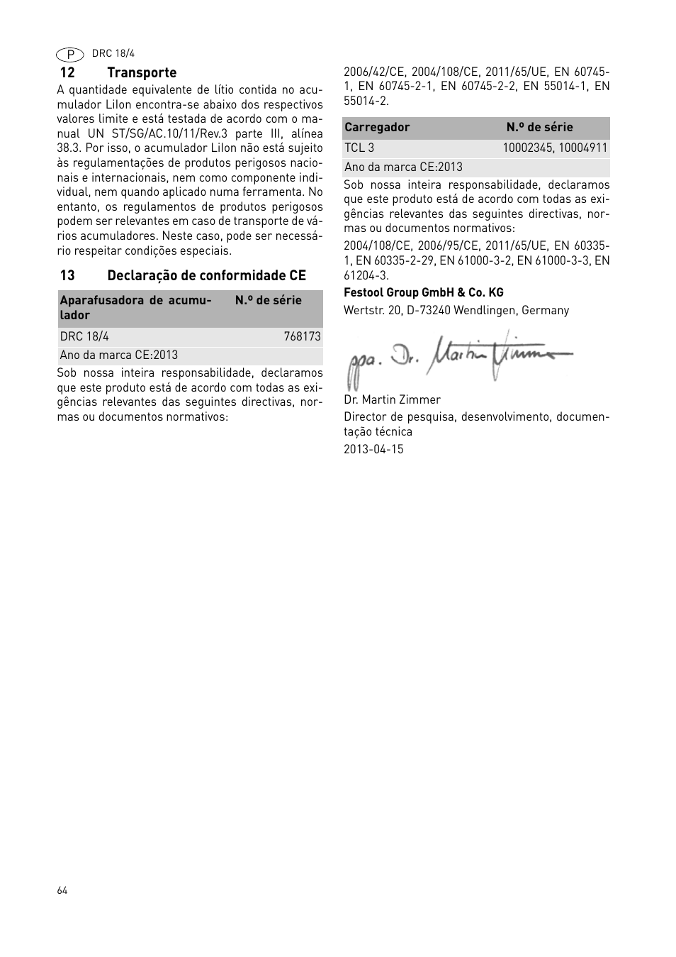 Festool DRC 18-4 User Manual | Page 64 / 81