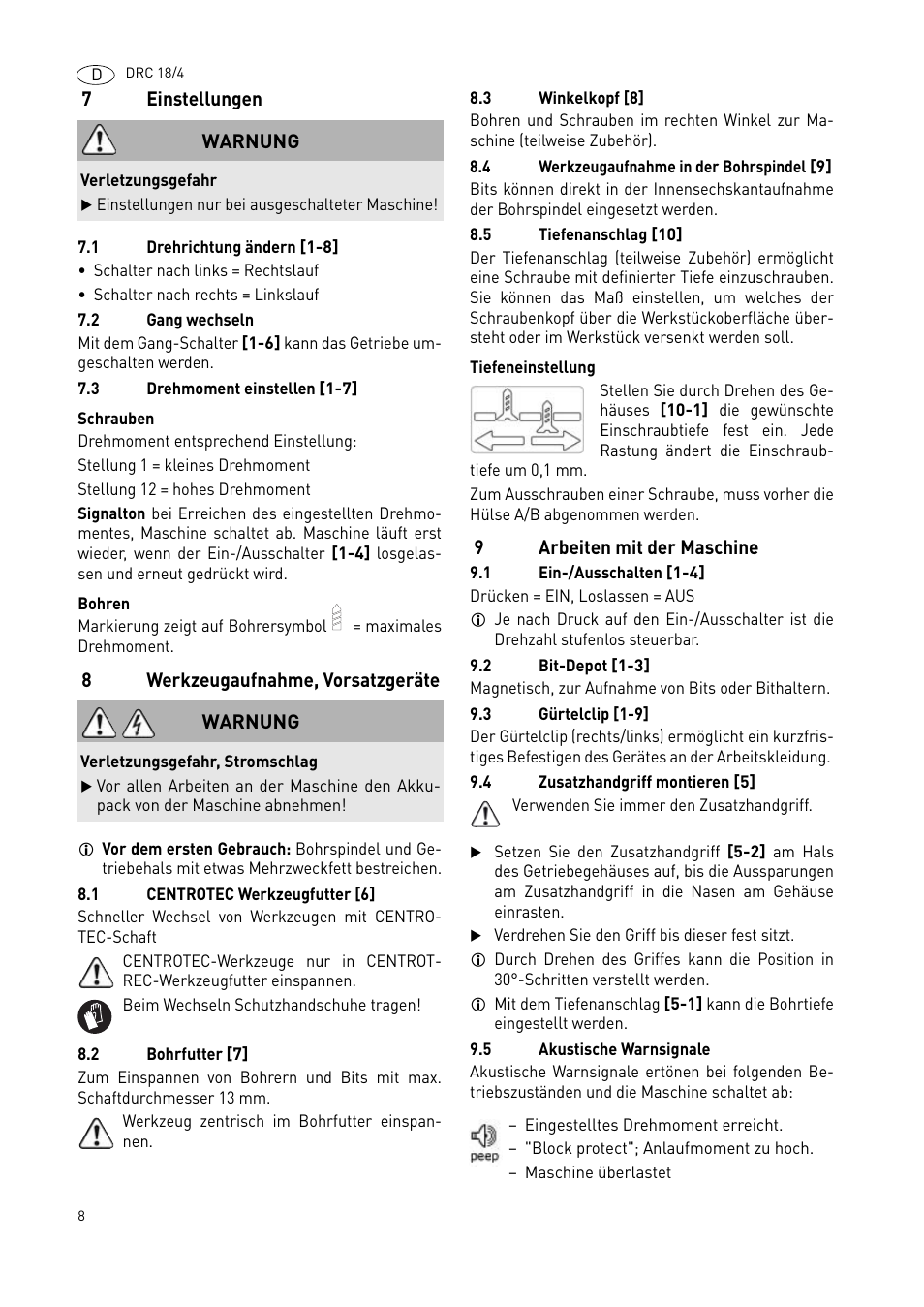 Festool DRC 18-4 User Manual | Page 8 / 81