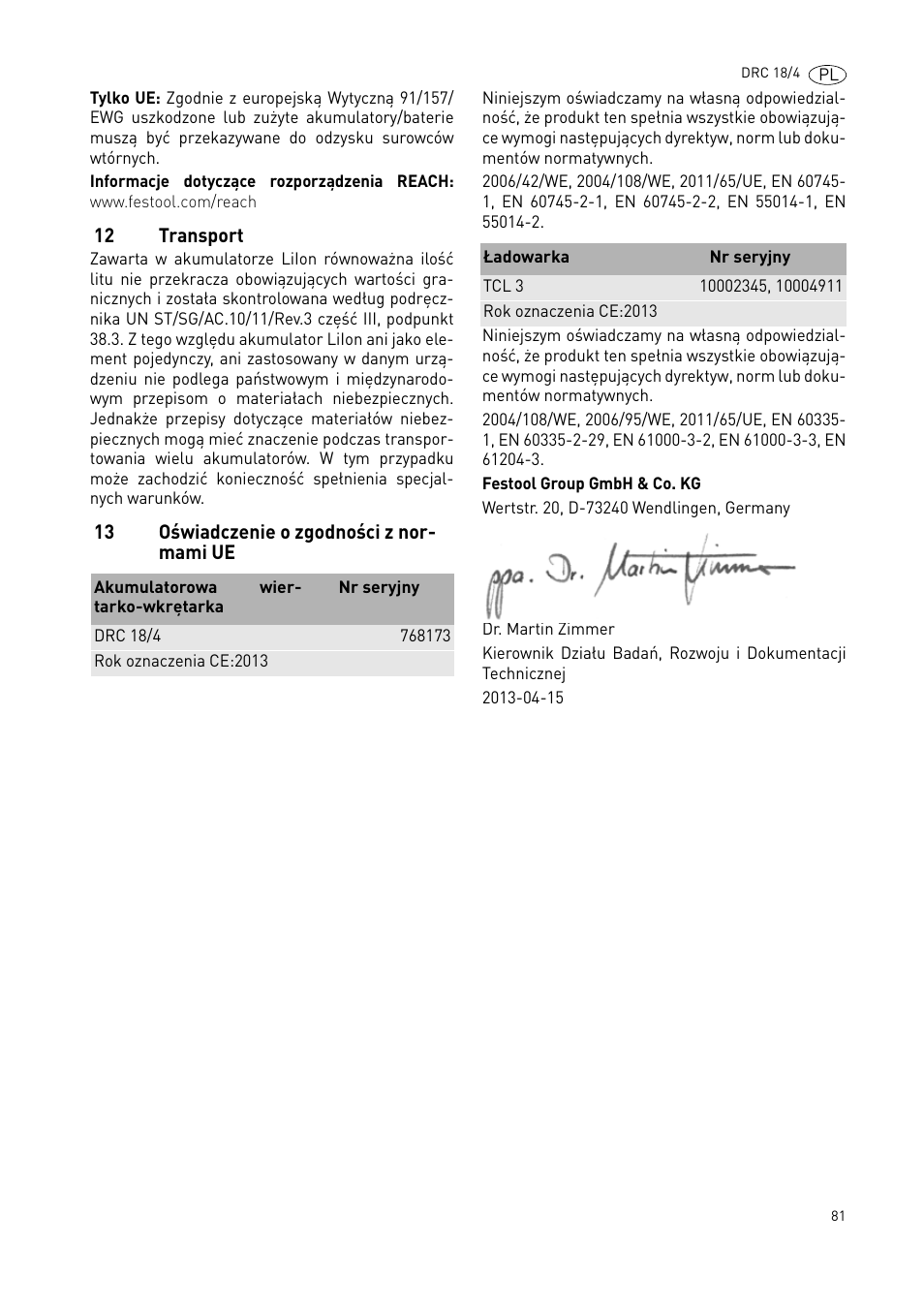 Festool DRC 18-4 User Manual | Page 81 / 81