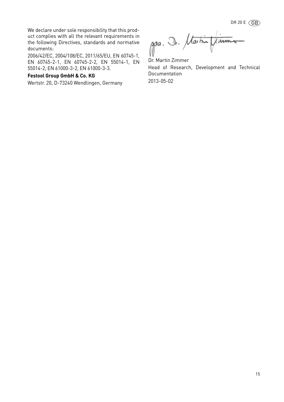 Festool DR 20 User Manual | Page 15 / 62